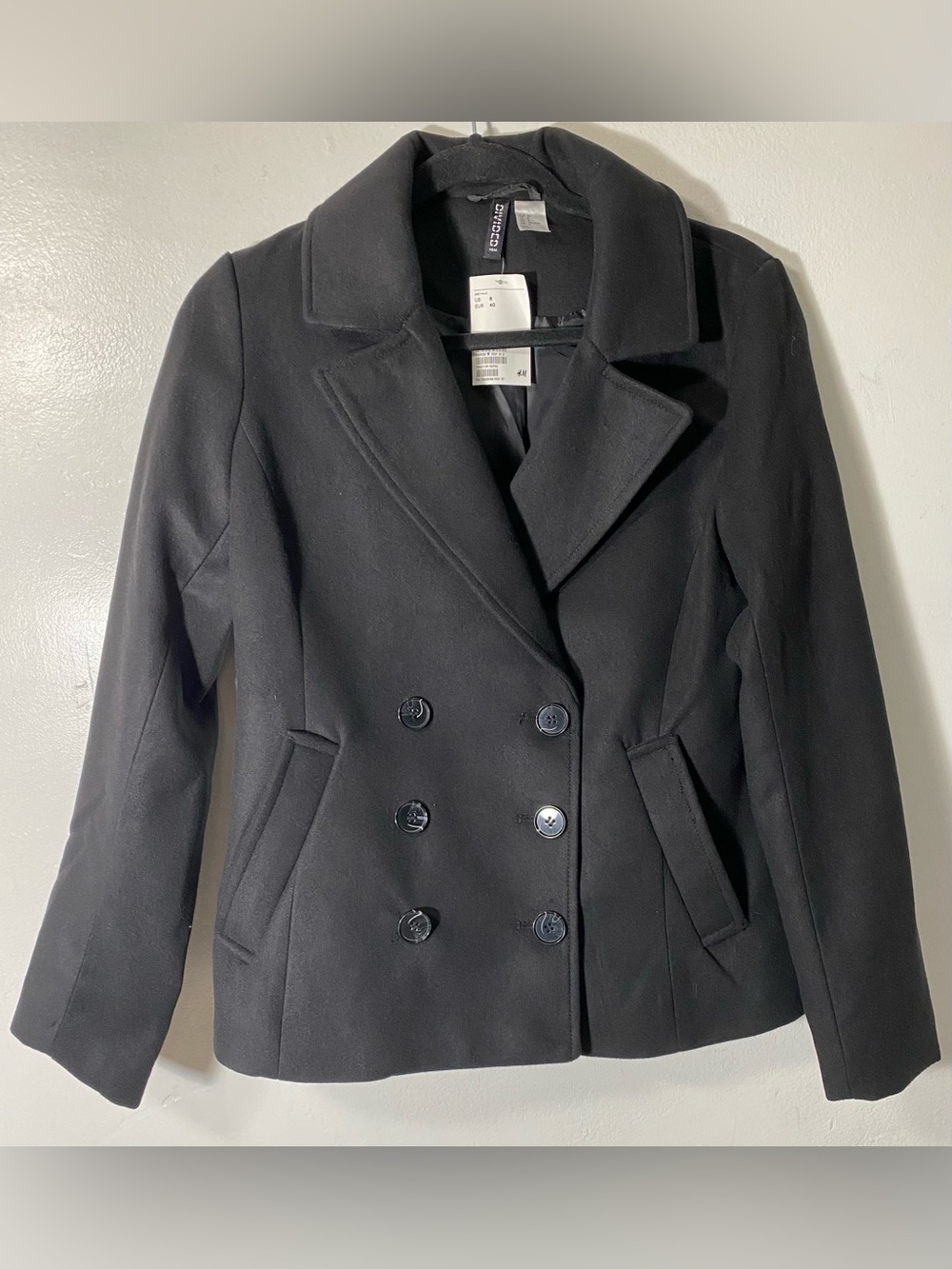 H&M Black Double-Breasted Peacoat
